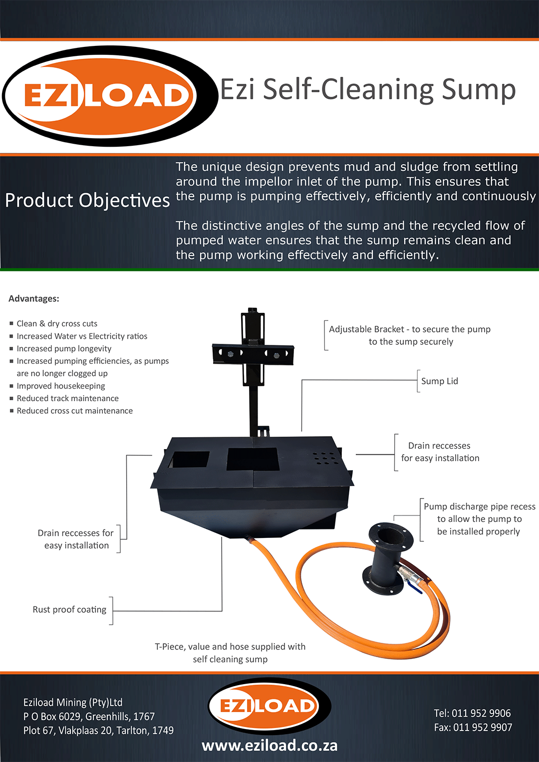 Ezi SelfCleaning Sump Eziload Mining (Pty) Ltd